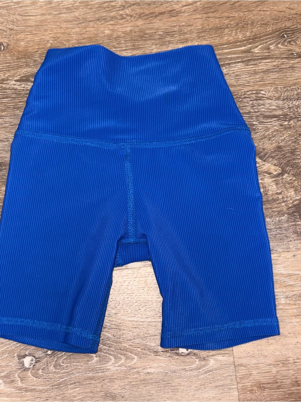 Kids High-Rise Ribbed Blue Bike Shorts Five Dancewear